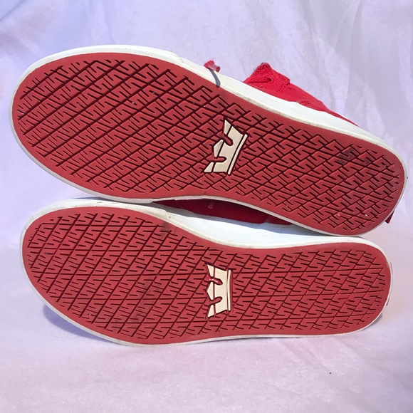 Supra all red high tops sneakers canvas lace up kicks - Picture 9 of 10